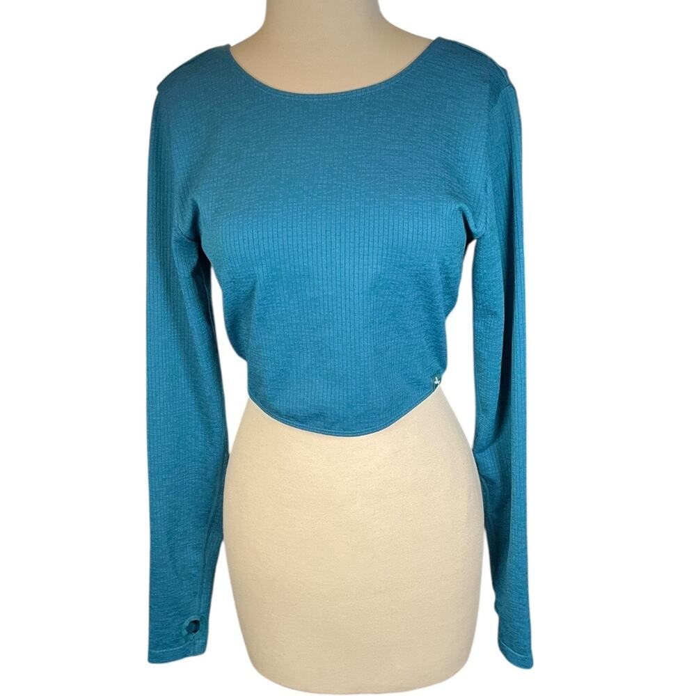 JL Active Teal Workout Top XL NWT Long Sleeve Twist Back Nylon Blend Athleisure